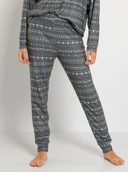 Calças de pijama com estampado jacquard - Kiabi
