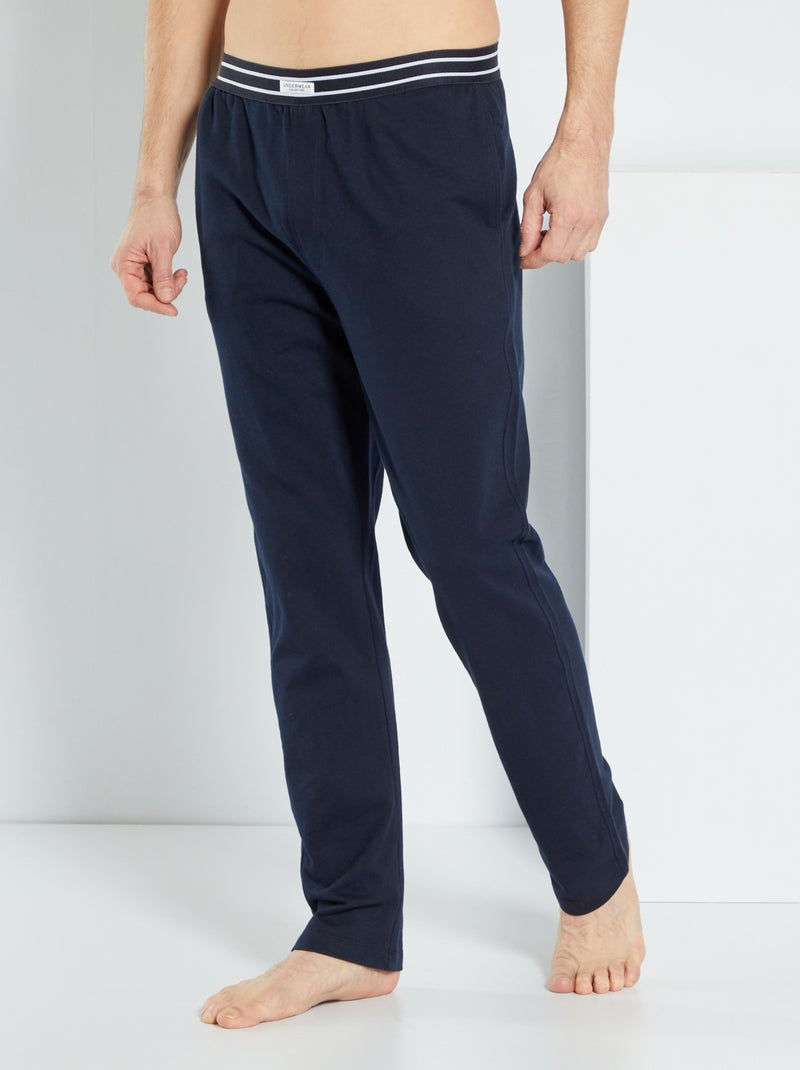 Calças de pijama em french terry Azul Marinho - Kiabi