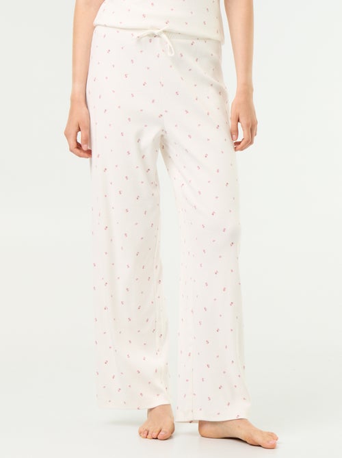 Calças de pijama em malha canelada - Kiabi Calças de pijama em malha canelada - Kiabi