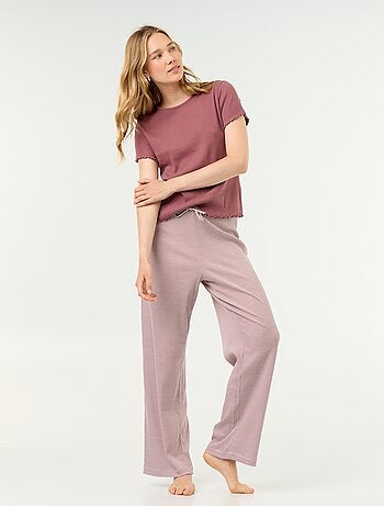 Calças de pijama em malha canelada