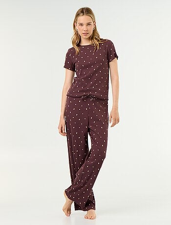 Calças de pijama em malha canelada