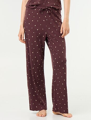 Calças de pijama em malha canelada