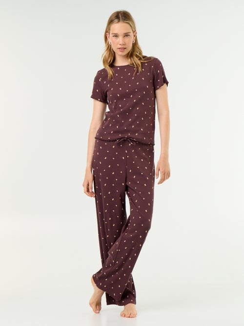 Calças de pijama em malha canelada - Kiabi Calças de pijama em malha canelada - Kiabi
