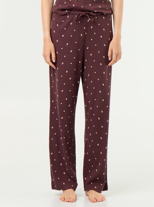 Calças de pijama em malha canelada - Kiabi Calças de pijama em malha canelada - Kiabi