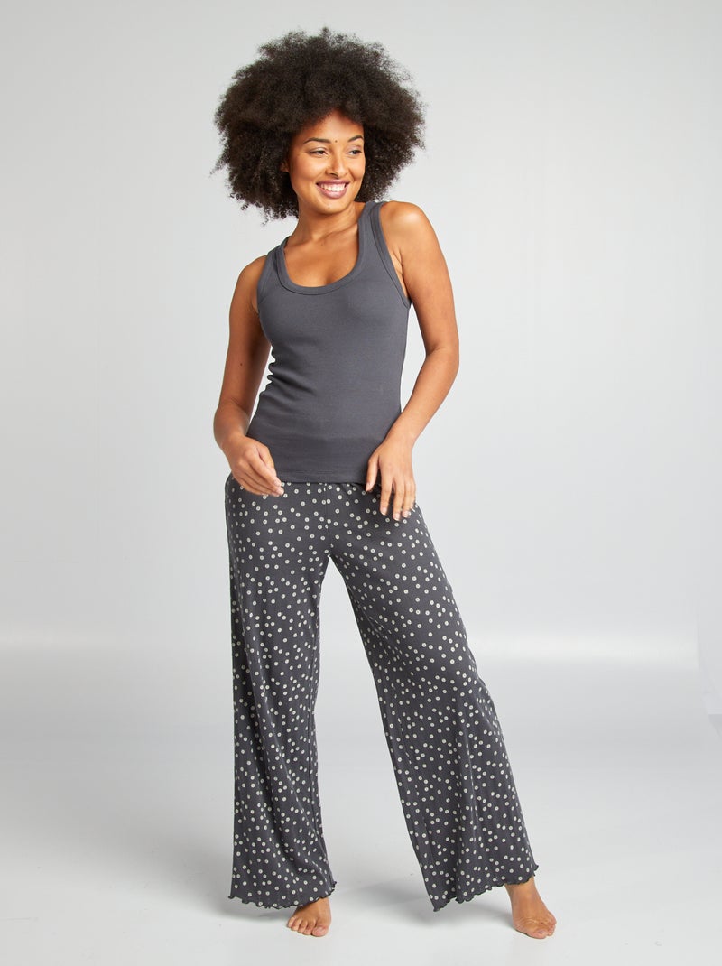 Calças de pijama em malha pointelle CINZA - Kiabi