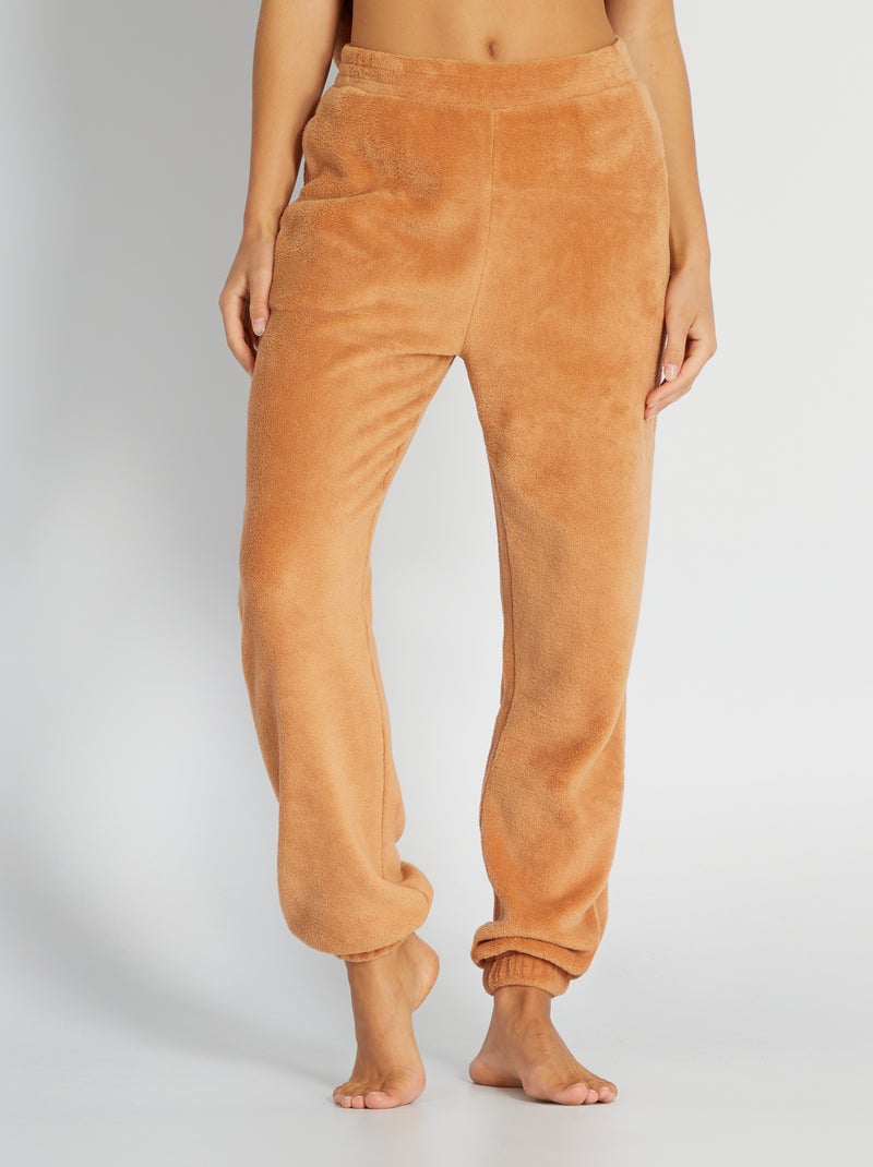 Calças de pijama em malha polar CASTANHO - Kiabi