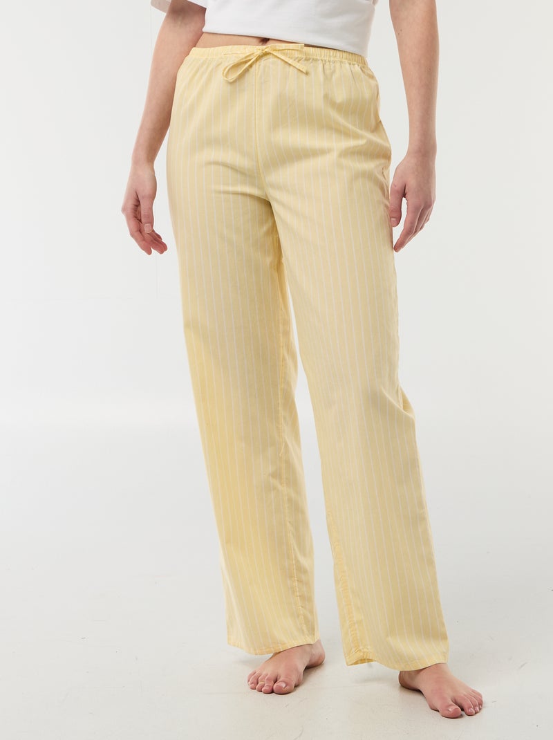 Calças de pijama em popelina Amarelo - Kiabi