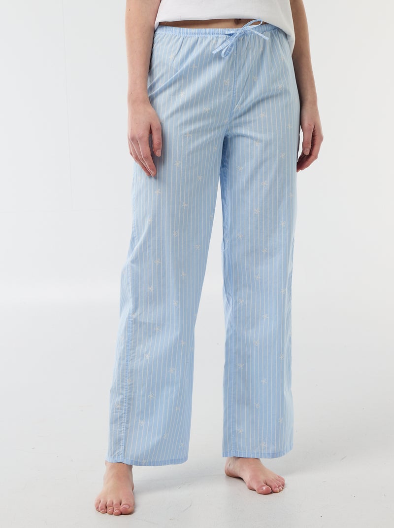 Calças de pijama em popelina Azul - Kiabi