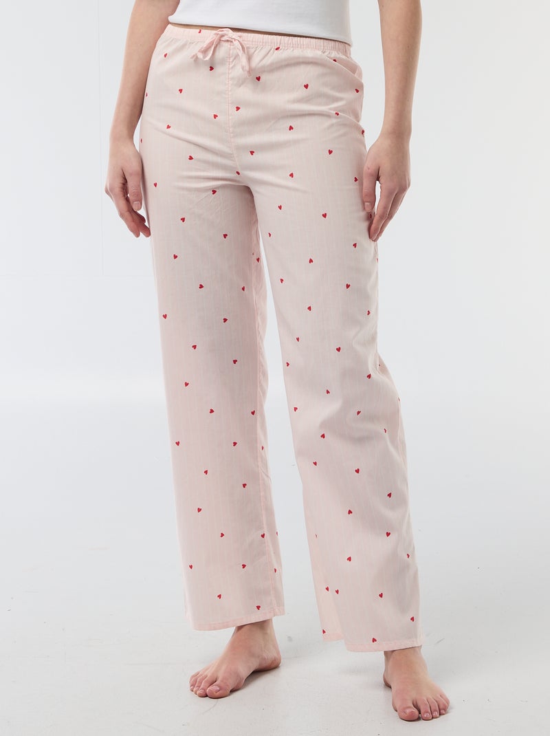 Calças de pijama em popelina Rosa - Kiabi