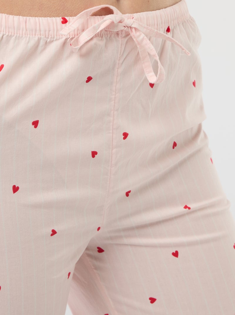 Calças de pijama em popelina Rosa - Kiabi