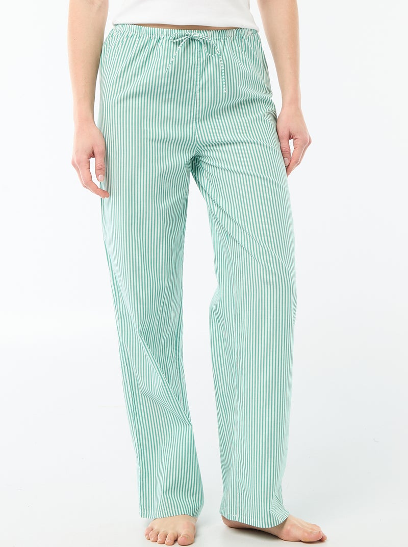 Calças de pijama em popelina Verde - Kiabi