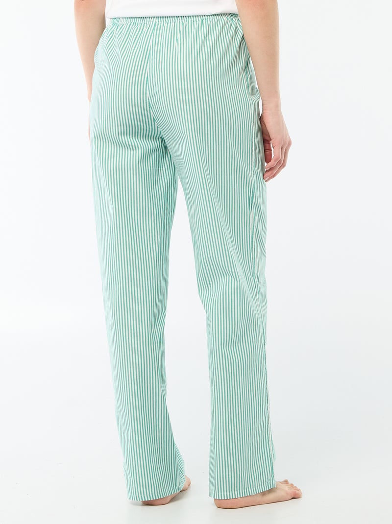 Calças de pijama em popelina Verde - Kiabi