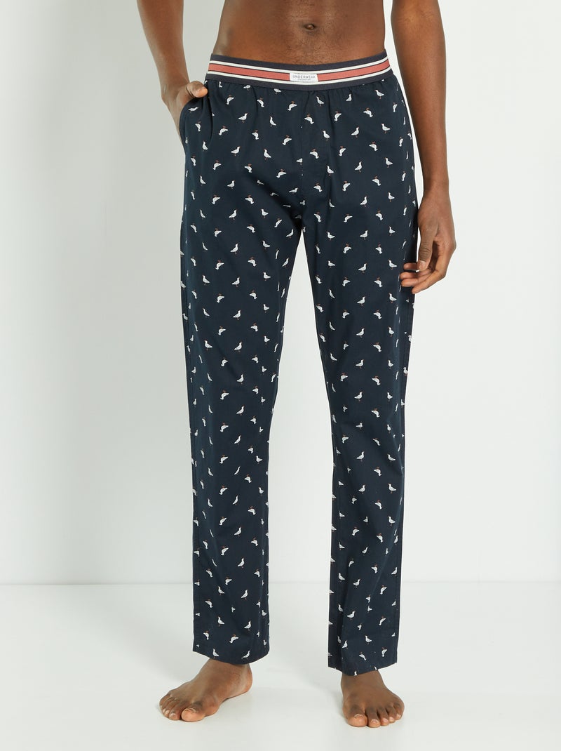 Calças de pijama em sarja estampada AZUL - Kiabi