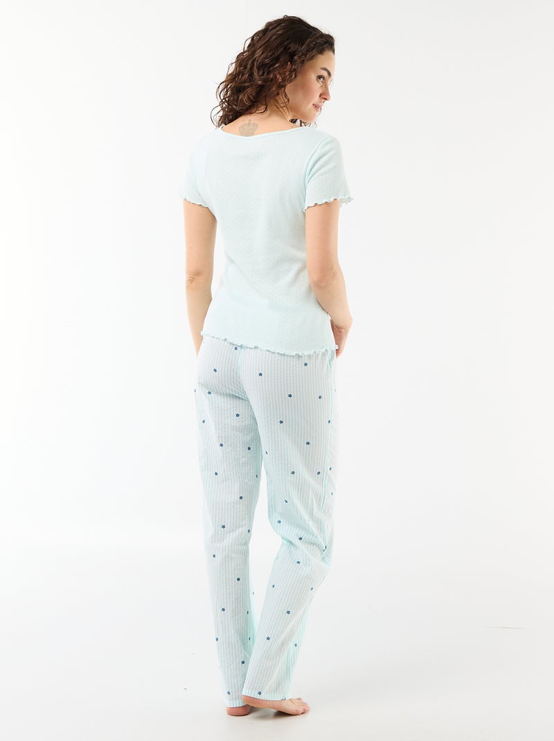 Calças de pijama estampadas de algodão Azul - Kiabi