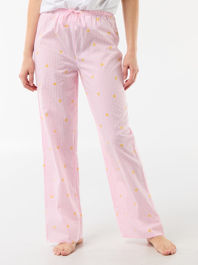 Calças de pijama estampadas de algodão Laranja - Kiabi