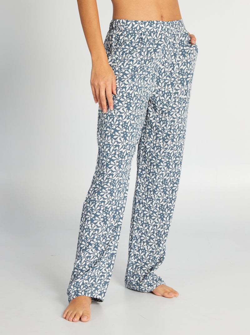 Calças de pijama fluidas estampadas AZUL - Kiabi