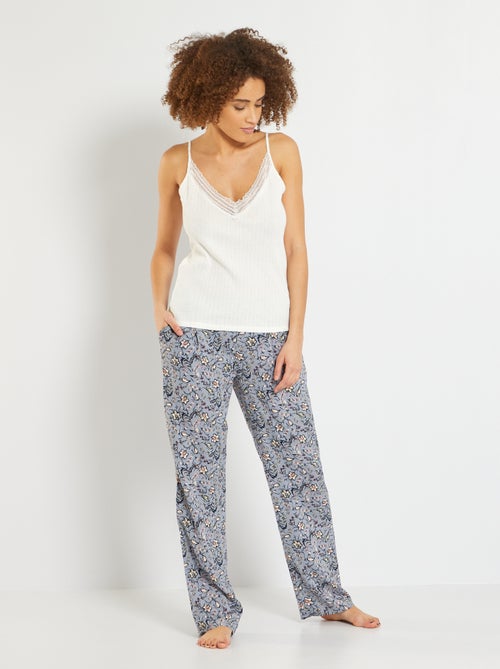 Calças de pijama fluidas estampadas - Kiabi