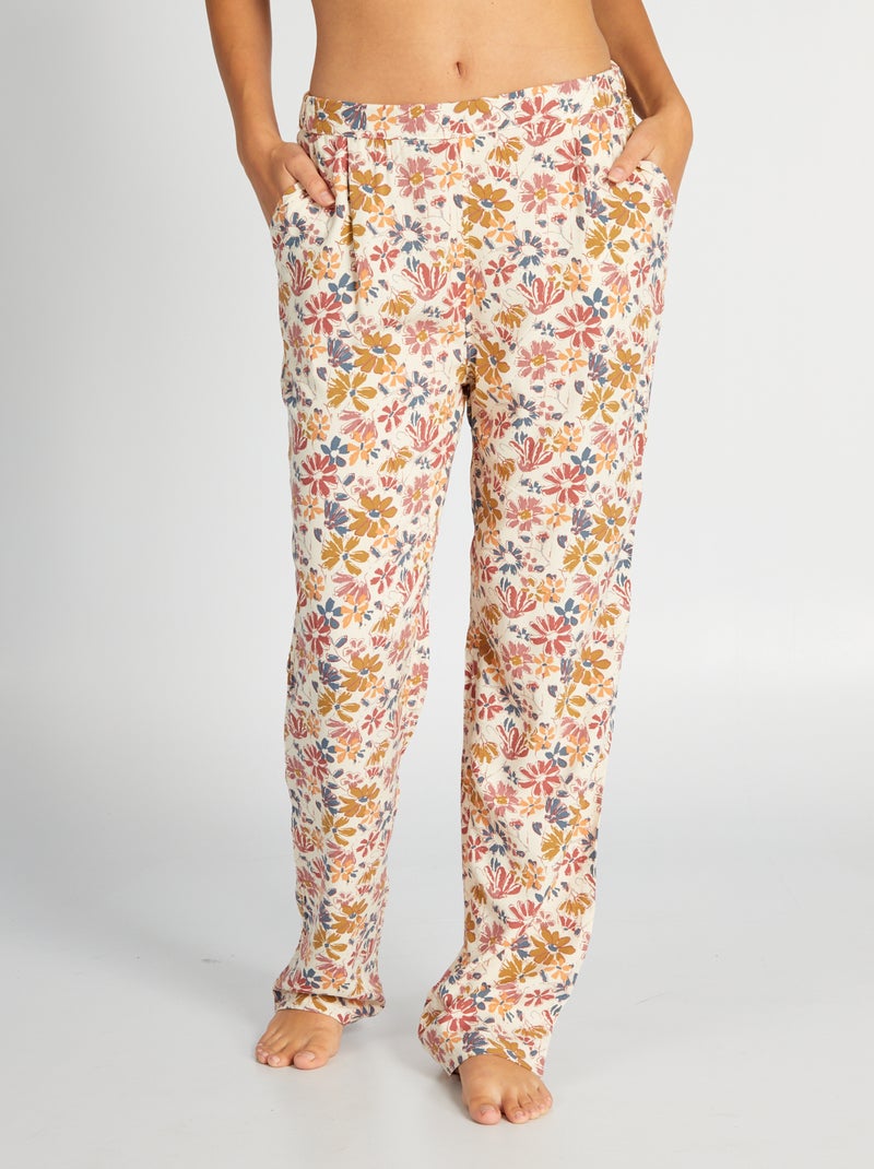 Calças de pijama fluidas estampadas BEGE - Kiabi