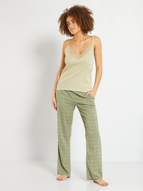 Calças de pijama fluidas estampadas - Kiabi