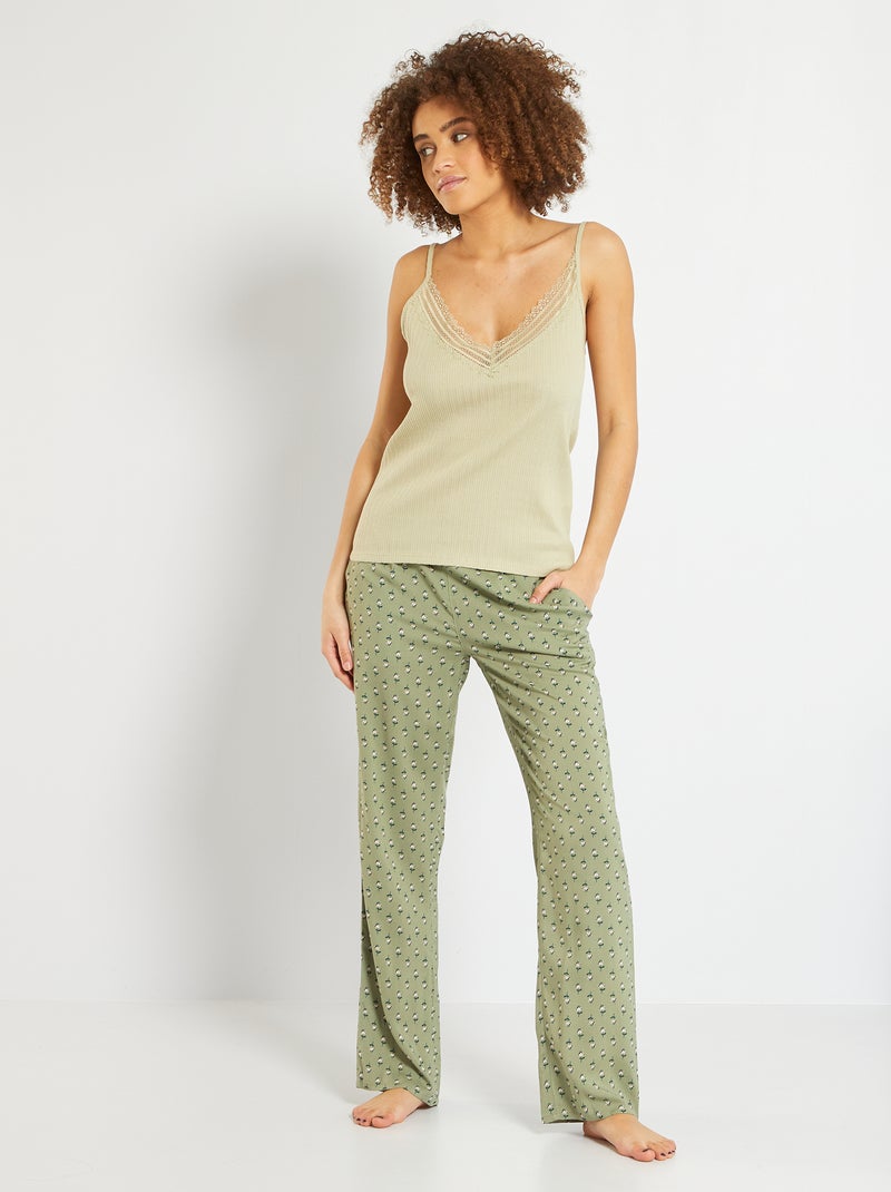 Calças de pijama fluidas estampadas CAQUI - Kiabi