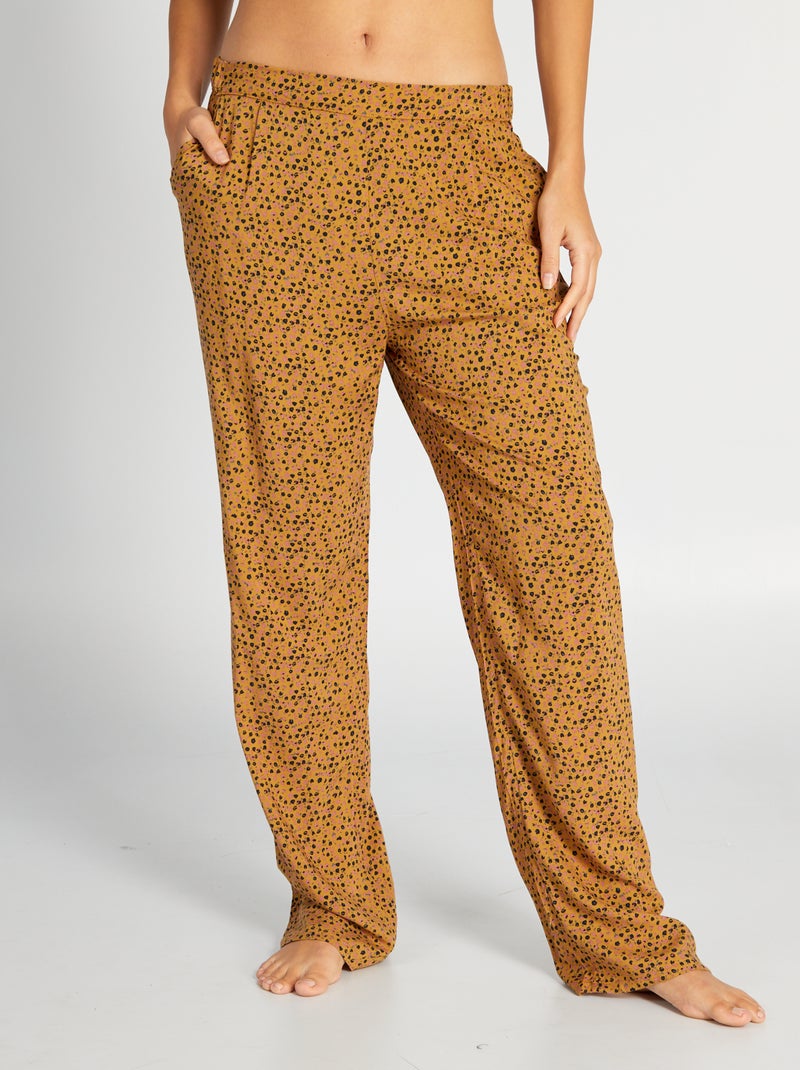 Calças de pijama fluidas estampadas CASTANHO - Kiabi
