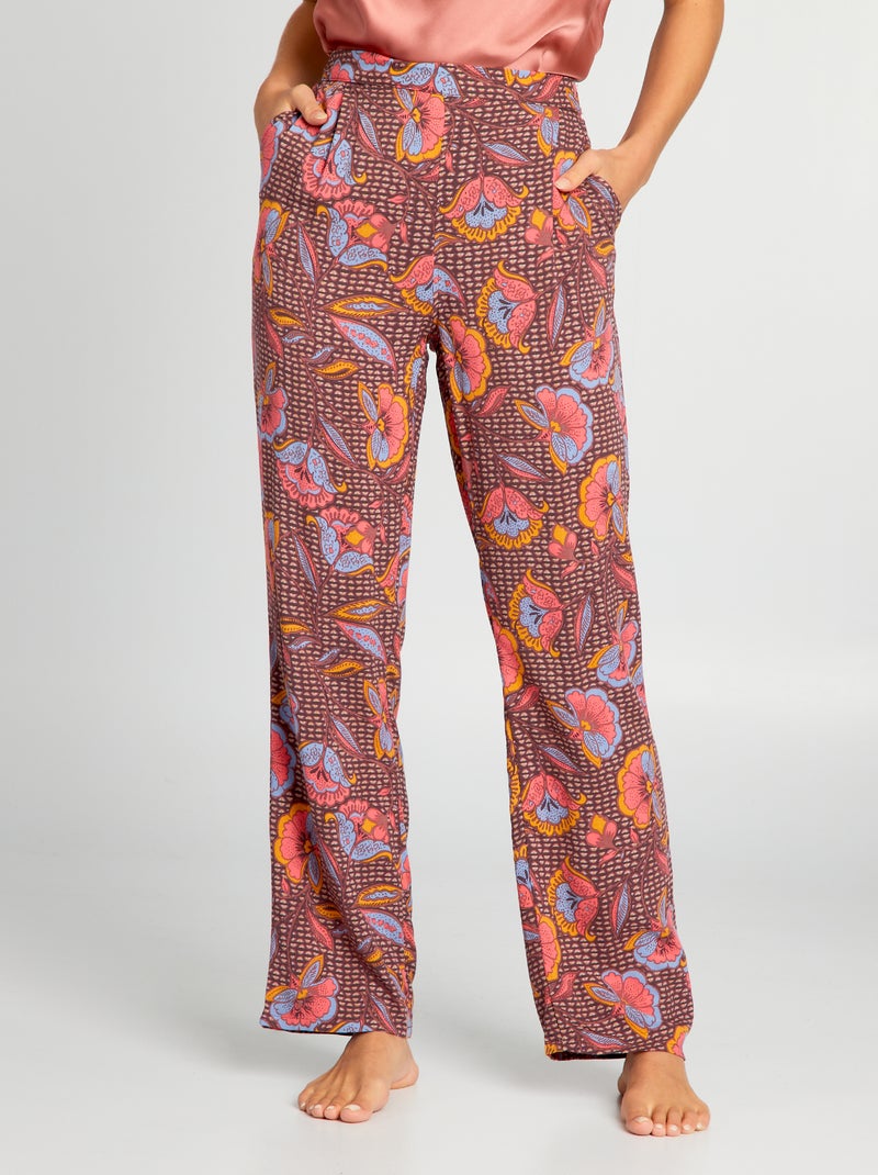 Calças de pijama largas estampadas MARROM - Kiabi