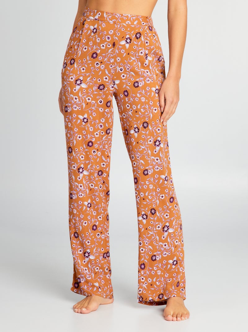 Calças de pijama largas estampadas MARROM - Kiabi