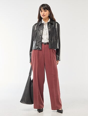 Calças de pinças com cinto integrado