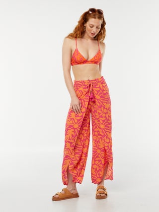 Calças de praia com estampado 'folhas'