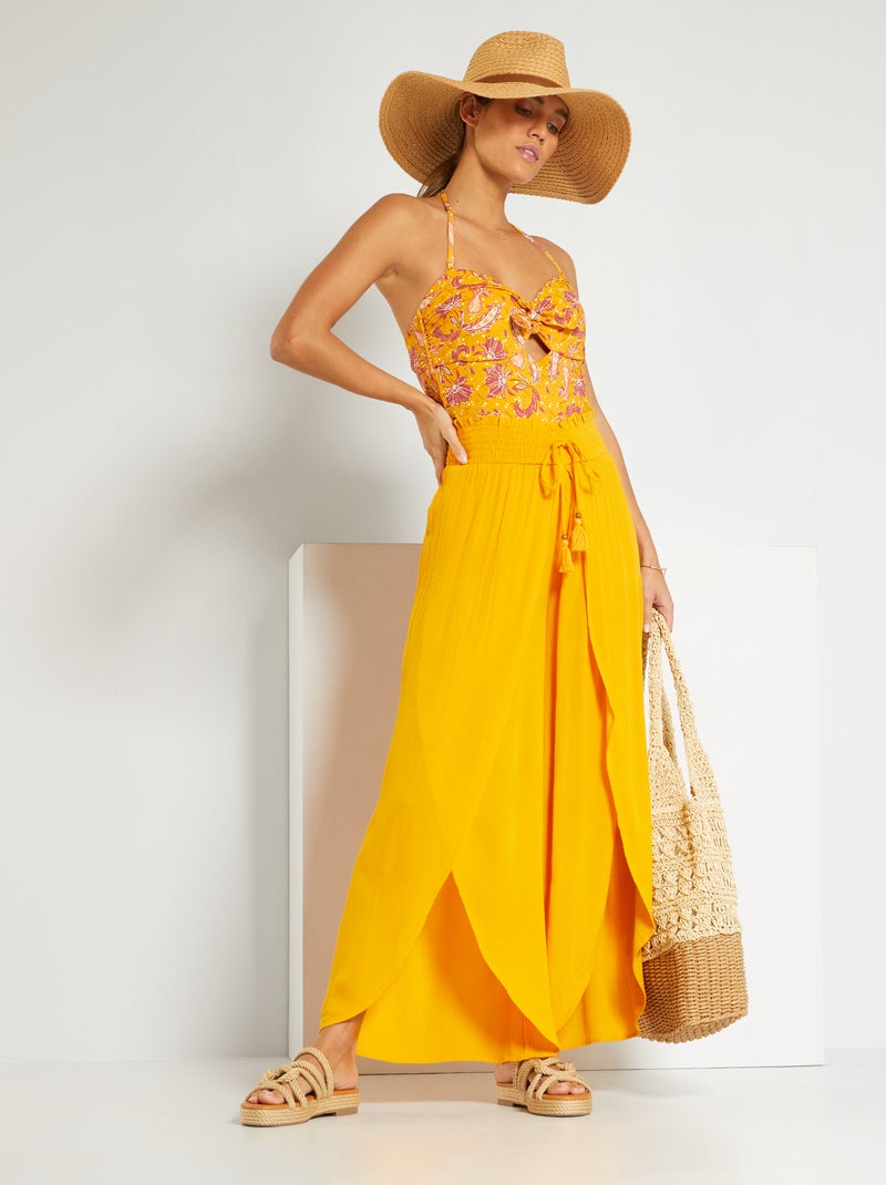 Calças de praia com racha AMARELO - Kiabi