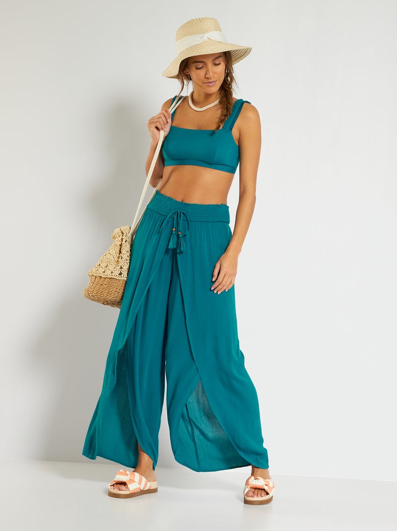 Calças de praia com racha Azul - Kiabi