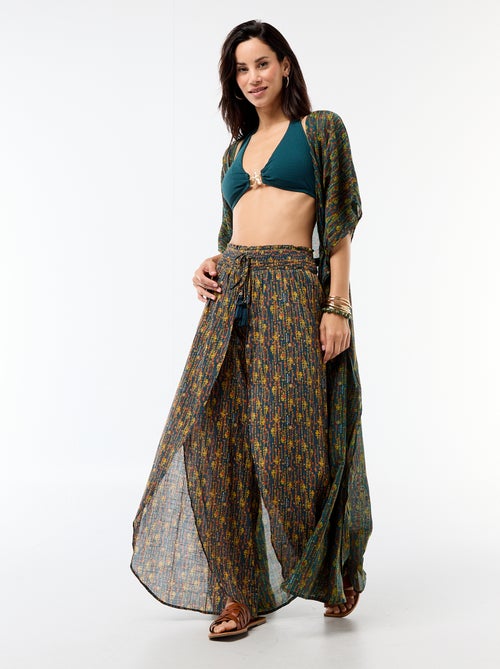 Calças de praia em viscose estampada - Kiabi