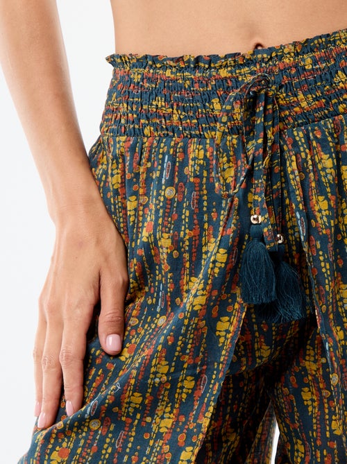 Calças de praia em viscose estampada - Kiabi