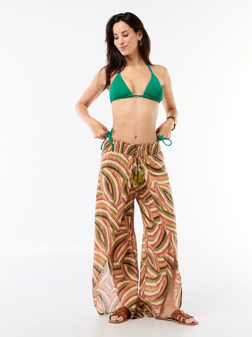 Calças de praia em viscose estampada - Kiabi