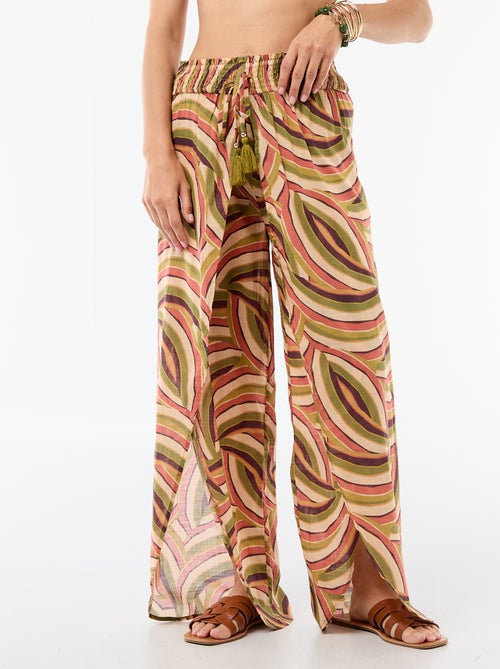 Calças de praia em viscose estampada - Kiabi