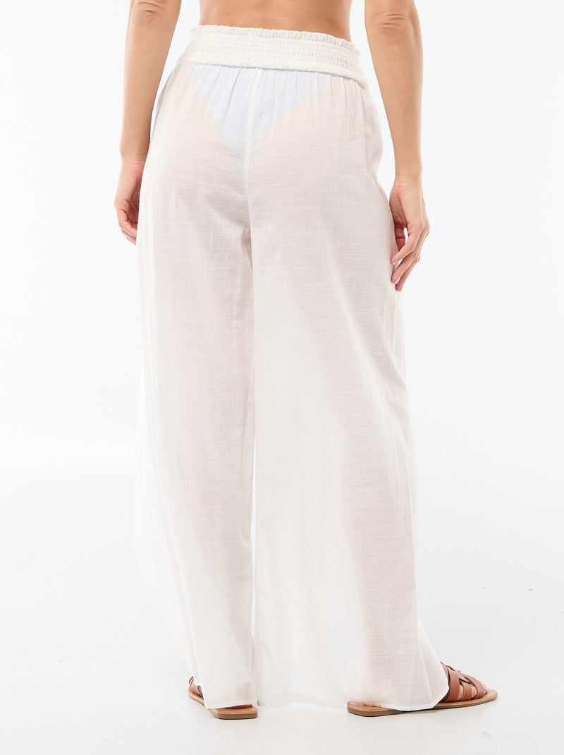 Calças de praia em viscose estampada Branco - Kiabi