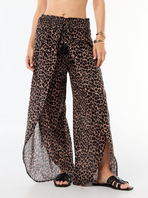 Calças de praia em viscose estampada - Kiabi