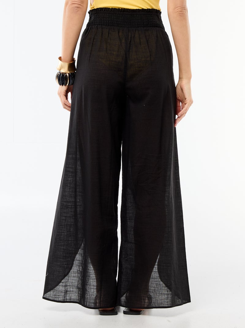 Calças de praia em viscose estampada Preto - Kiabi