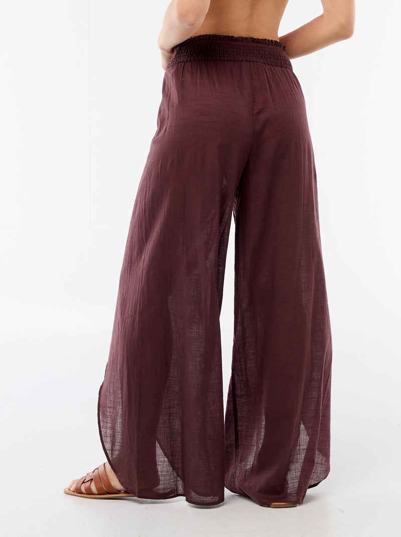 Calças de praia em viscose estampada Violeta - Kiabi