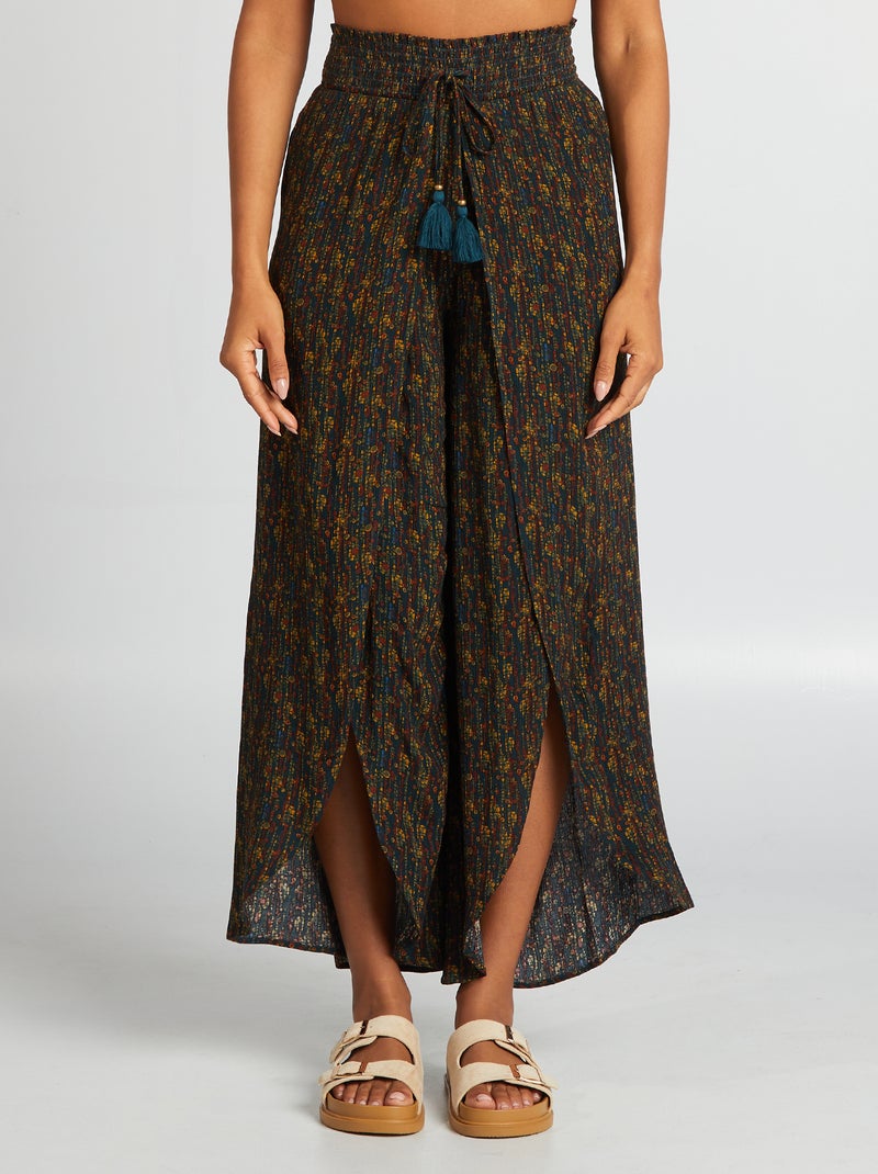 Calças de praia largas estampadas VERDE - Kiabi