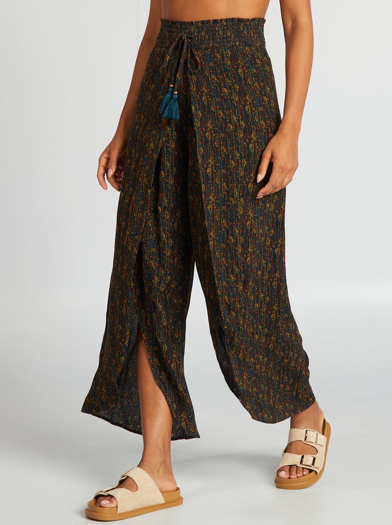 Calças de praia largas estampadas VERDE - Kiabi