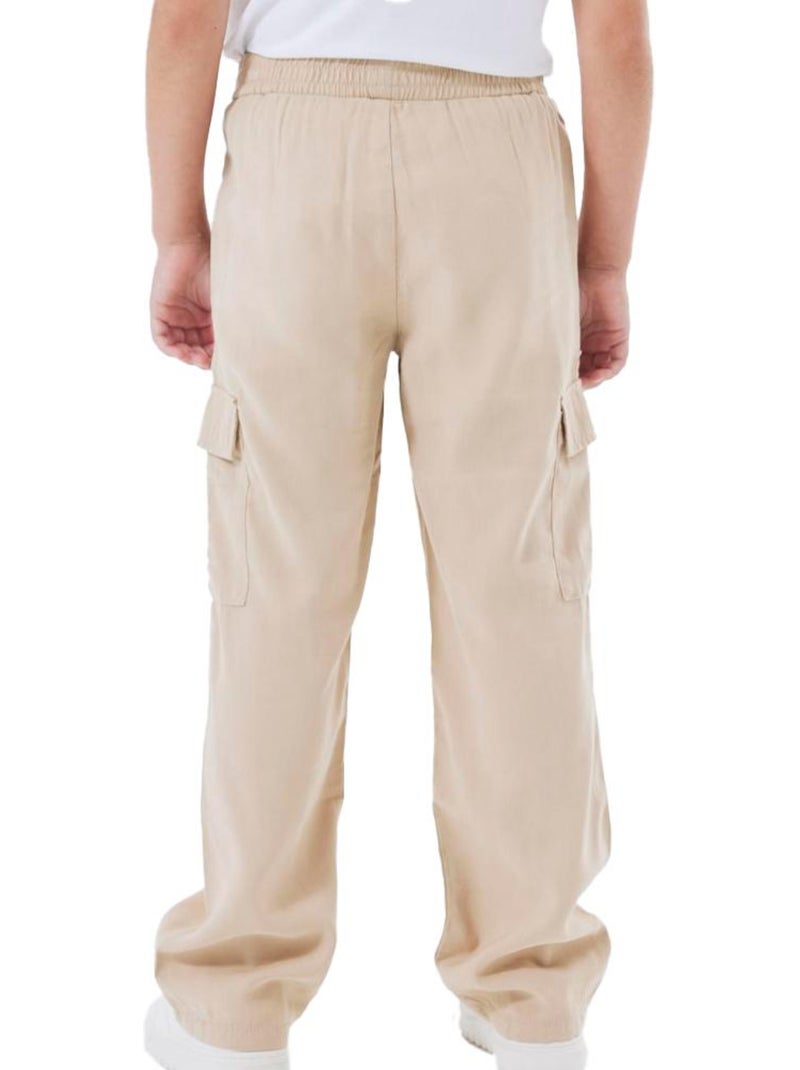 Calças de Sarja Bege para Menina Name It Wide Twill Bege - Kiabi