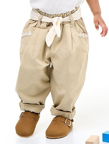 Calças de sarja + cinto para atar