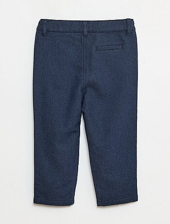 Calças em sarja com 2 bolsos verdadeiros