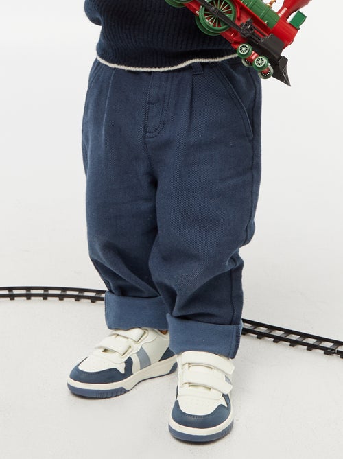 Calças de sarja com 2 bolsos verdadeiros - Kiabi