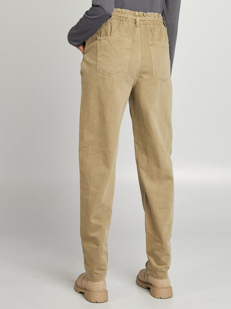 Calças de sarja com cinto fino para apertar VERDE - Kiabi