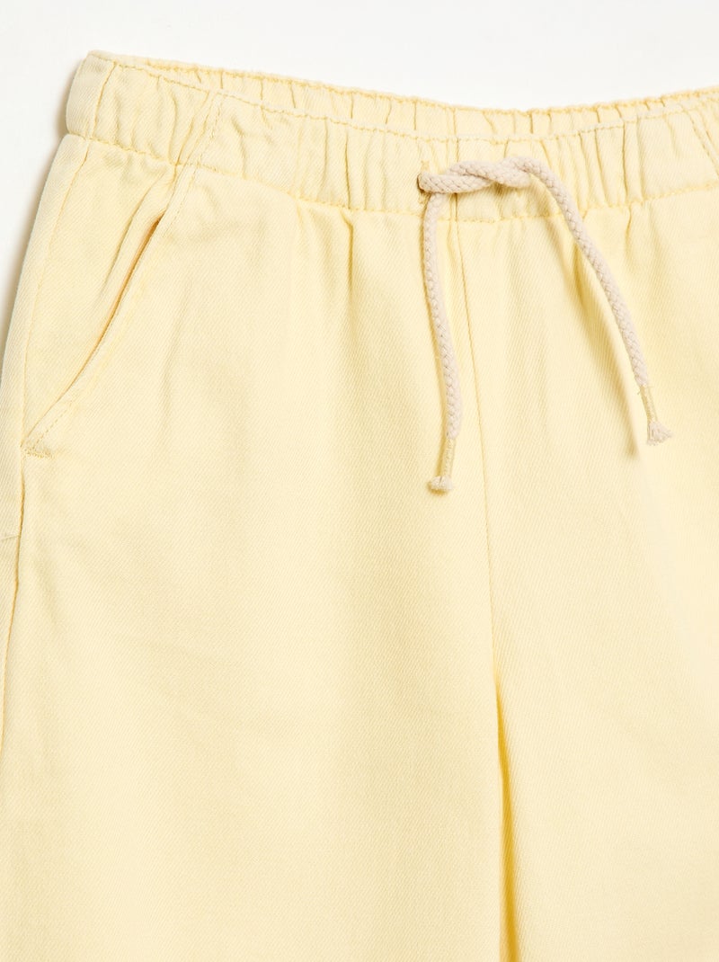 Calças de sarja com cordões de ajuste Amarelo - Kiabi