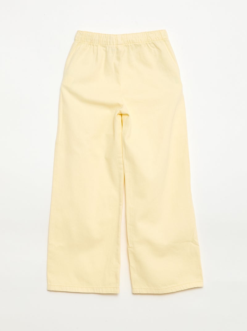 Calças de sarja com cordões de ajuste Amarelo - Kiabi