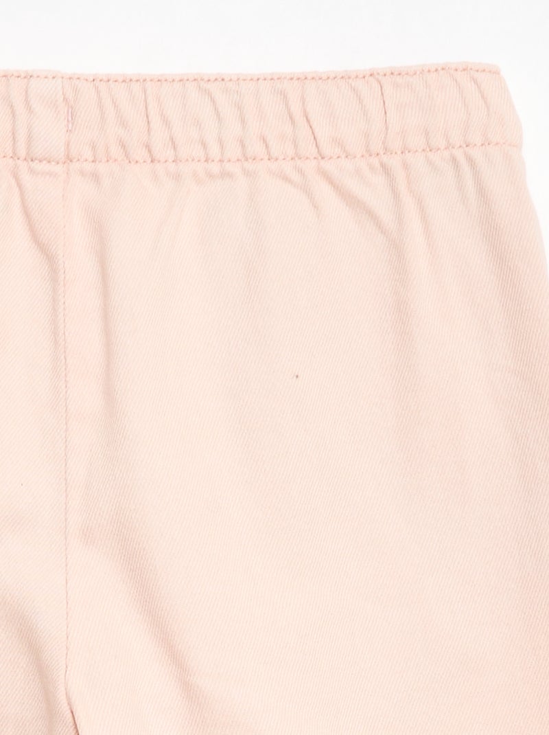 Calças de sarja com cordões de ajuste Rosa - Kiabi