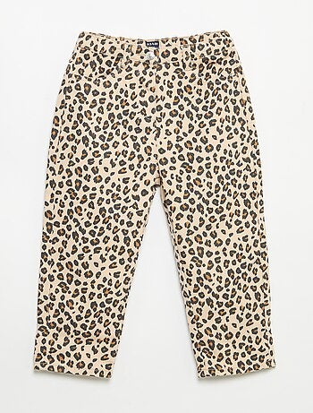 Calças de sarja com padrão leopardo